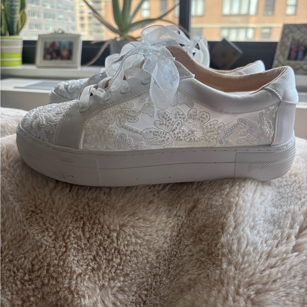 Betsey Johnson White Lace Sneakers